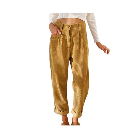 Unbranded Pants - Corduroy Pants Casual Comfy Straight Leg Medium High Waist
